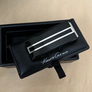 STOCKING STUFFER🎄KENNETH COLE Men’s Silver & Black Mirrored Money Clip-NIB
